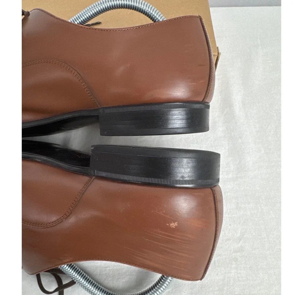 Salvatore Ferragamo Men's Brown Leather Cap Toe Oxford Dress Shoes 10.5 D